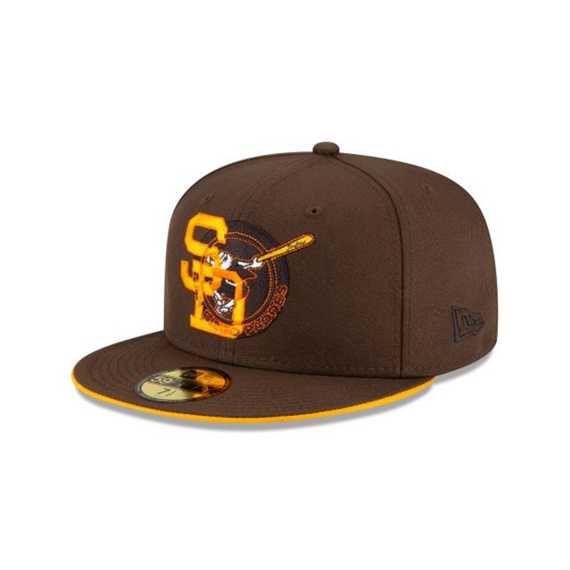 MLB San Diego Padres Double Logo 59Fifty Fitted (AWO9891) - Brown New Era Caps